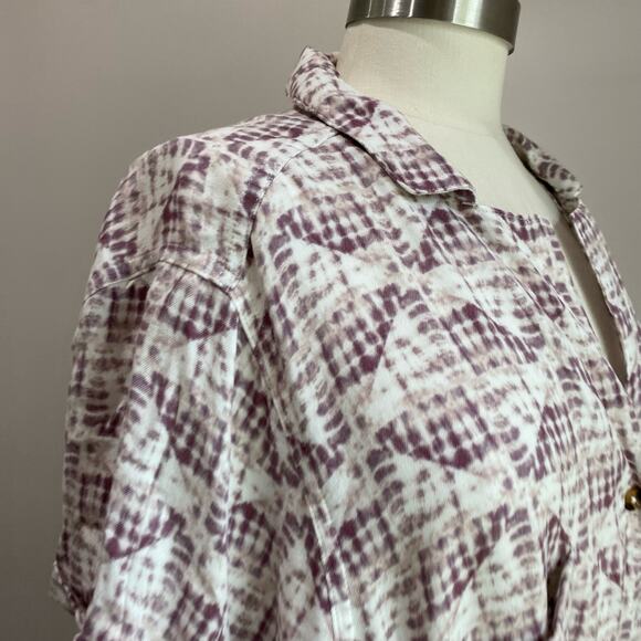 Sonoma Geometric Print Button Front Midi Shirt Dress Belted Casual XXL - Picture 8 of 14